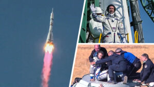 The Russian film crew has arrived on Earth after shooting the first film in space
